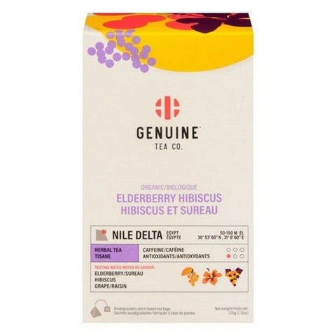 Genuine Tea Co., Organic Elderberry Hibiscus Herbal Tea, 37 Grams (Case Of 8)