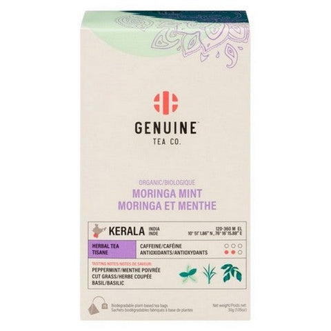 Genuine Tea Co., Organic Moringa Mint Herbal Tea, 30 Grams (Case Of 8)