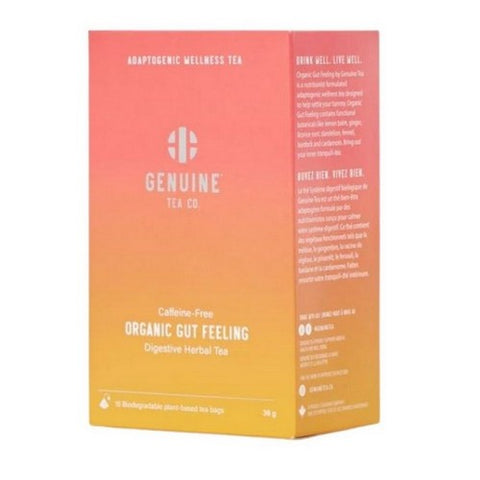 Genuine Tea Co., Organic Gut Feeling Digestive Herbal Tea, 36 Grams (Case Of 8)