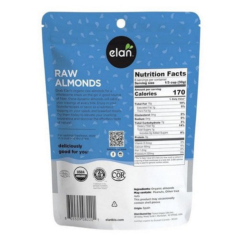 Elan, Organic Almonds Raw, 200 Grams (Case Of 8)