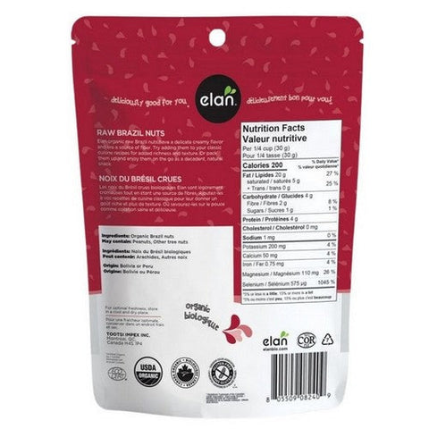 Elan, Organic Raw Brazil Nuts, 185 Grams (Case Of 8)