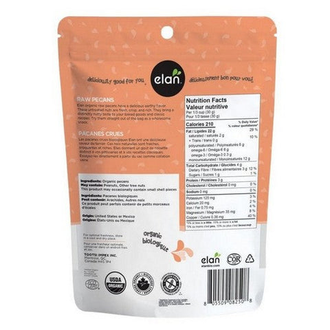 Elan, Organic Raw Pecans, 125 Grams (Case Of 8)