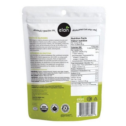 Elan, Organic Matcha Almonds, 160 Grams (Case Of 8)