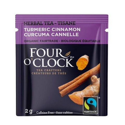 Four O'Clock Tea, Organic Fairtrade Turmeric Cinnamon, 16 Bags (Case Of 6)
