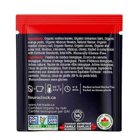 Four O'Clock Tea, Organic Fairtrade Spicy Orange, 16 Bags (Case Of 6)