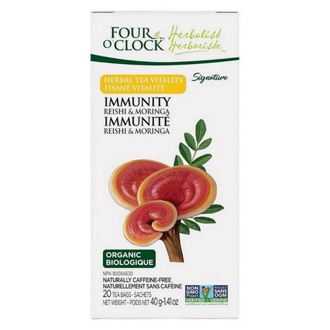 Four O'Clock Tea, Organic Herbalist Herbal Tea Immunity, 20 Bags (Case Of 6)