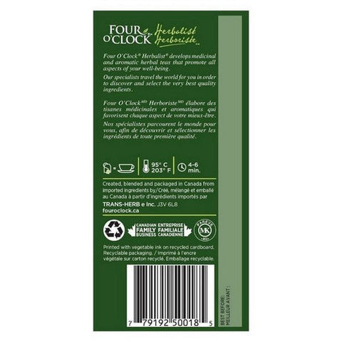 Four O'Clock Tea, Organic Herbalist Calm Relax Plus Herbal Tea, 20 Bags (Case Of 6)