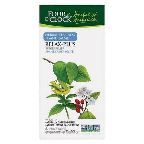 Four O'Clock Tea, Organic Herbalist Calm Relax Plus Herbal Tea, 20 Bags (Case Of 6)