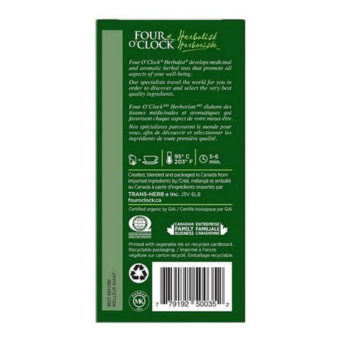 Four O'Clock Tea, Organic Herbalist Mental Tonic Herbal Tea, 20 Bags (Case Of 6)