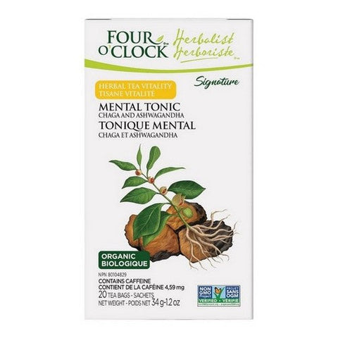 Four O'Clock Tea, Organic Herbalist Mental Tonic Herbal Tea, 20 Bags (Case Of 6)