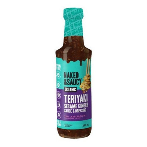Naked & Saucy, Organic Sesame And Ginger Teriyaki Sauce, 296 Ml (Case Of 6)