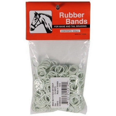 Partrade, Rubber Horse Braid Bands, 5 IN-500 Pack,White