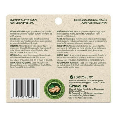 Gravol, Natural Source Ginger Antinauseant Soft Chewable Tablets, 20 Count