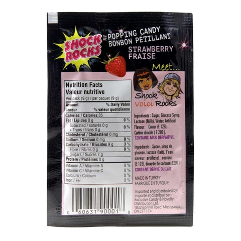 Shock Rocks, Popping Candy Strawberry, 9 Grams (Case Of 24)
