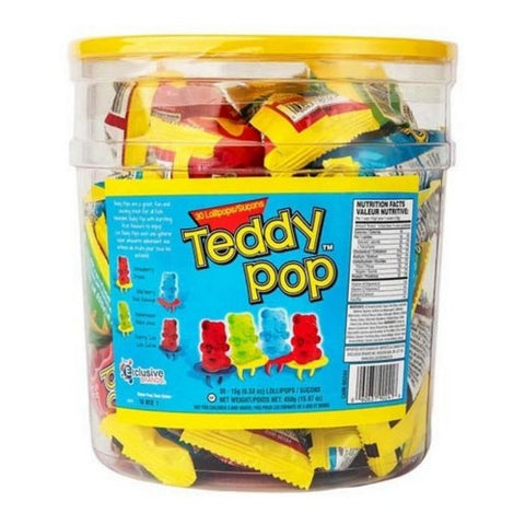 Teddy Pop, Lollipops Single, 15 Grams (Case Of 24)