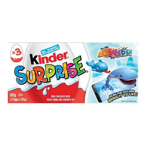 Kinder Surprise, Milk Chocolate Eggs With Surprise Toy, 60 Grams (Case Of 24)