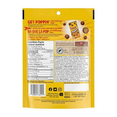 Coffee Crisp, Pops Coffe Flavoured Crispy Wafer Pieces With Chocolate Coating, 170 Grams (Case Of 12)