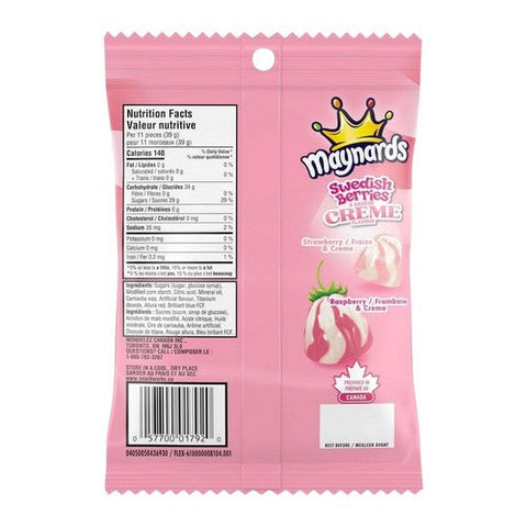 Maynards, Swedish Berries Cream Flavoured Gummy Berries, 154 Grams (Case Of 12)