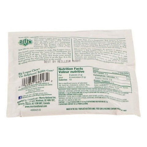 Big League Chew, Grape Bubble Gum, 60 Grams (Case Of 12)