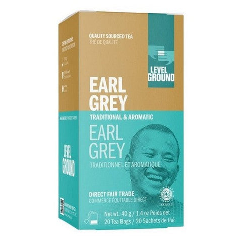 Level Ground, Earl Grey Black Tea Traditional & Aromatic, 20 Bags (Case Of 12)