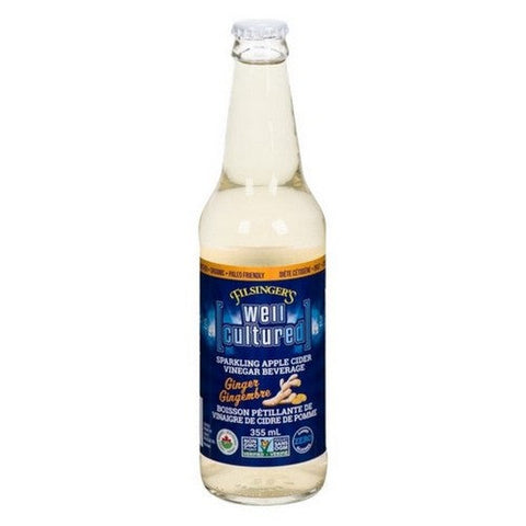 Filsingers Organic Foods, Organic Sparkling Apple Cider Vinegar Beverage Ginger, 355 Ml (Case Of 12)