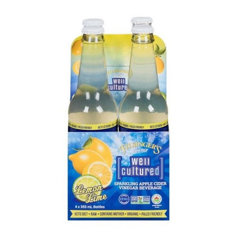Filsingers Organic Foods, Organic Sparkling Apple Cider Vinegar Beverage Lemon Lime, 4 X 355 Ml (Case Of 6)