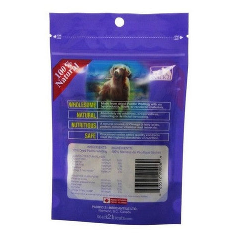 Snack 21, Dog Treats Wild Pacific Whiting Strips, 25 Grams (Case Of 12)