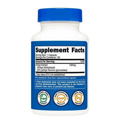 Nutricost, Ginkgo Biloba Capsules, 120 Mg, 30 Caps