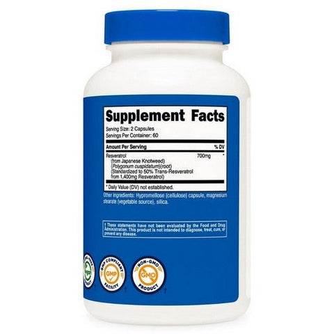 Nutricost, Resveratrol Capsules, 700 Mg, 120 Count