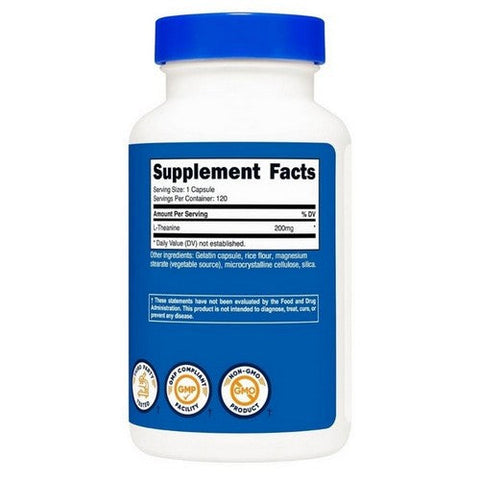 Nutricost, L-Theanine Capsules, 200 Mg, 120 Count