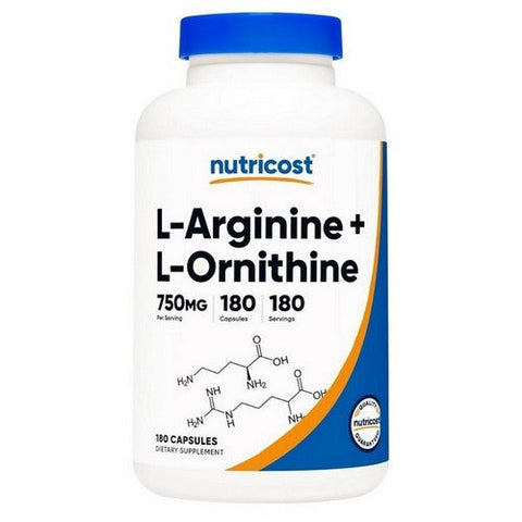 Nutricost, L-Arginine L-Ornithine Capsules, 750 Mg, 180 Count