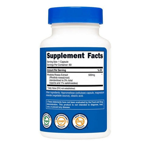 Nutricost, Rhodiola Rosea, 500 Mg, 60 Count
