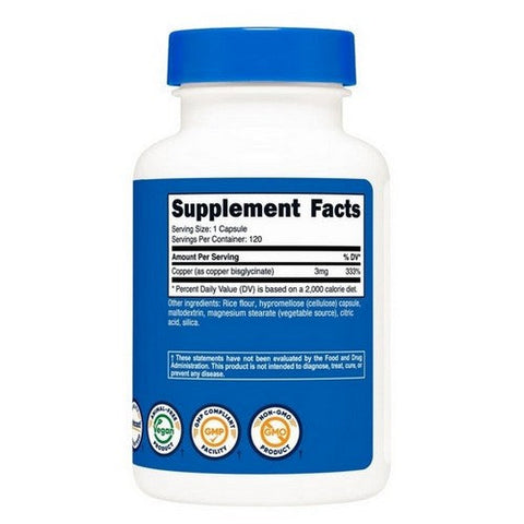 Nutricost, Copper Glycinate Capsules, 3 Mg, 120 Count