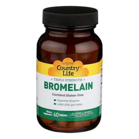 Country Life, Triple Strength Bromelain, 1000 GDU, 60 Tabs