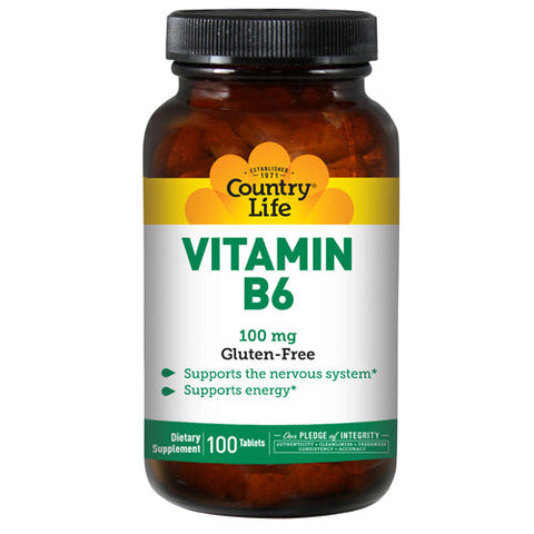 Country Life, Vitamin B-6, 100 MG, 100 Tabs