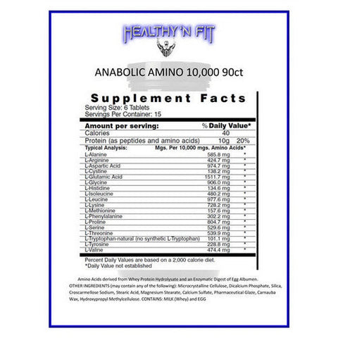 Healthy 'n Fit, Anabolic Amino 10000, 90 Tabs