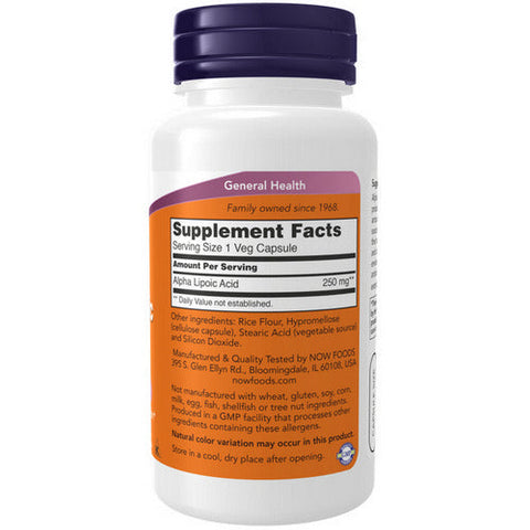 Now Foods, ALPHA LIPOIC ACID, 250 mg, 60 Caps