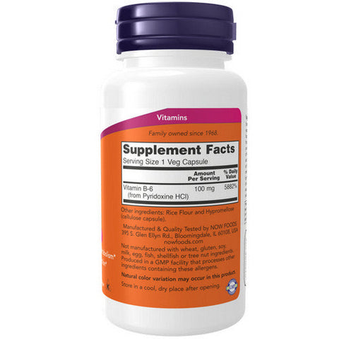 Now Foods, B-6, 100 mg, 100 Caps