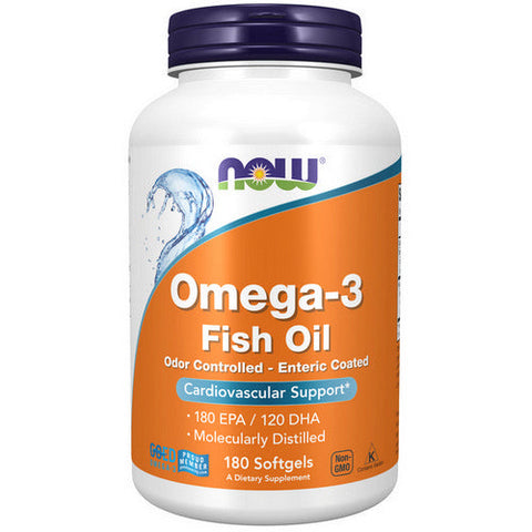 Now Foods, Omega-3 Molecularly Distilled & Enteric Coated, 180 Softgels