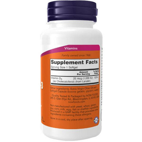 Now Foods, Vitamin D-3, 1000 IU, 180 Sofgels