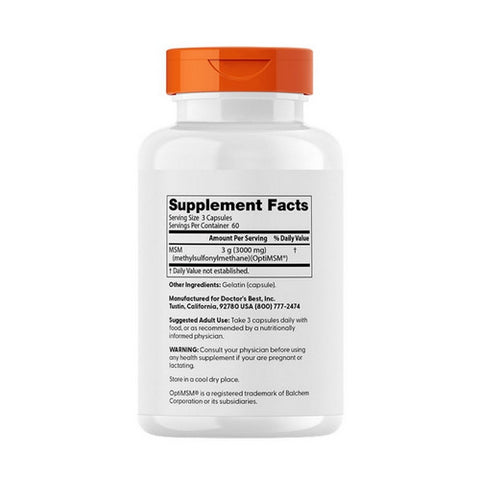 Doctors Best, MSM with OptiMSM, 1000 Mg, 180 Caps