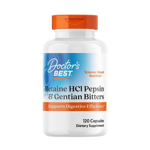 Doctors Best, Betaine HCL Pepsin & Gentian Bitters, 120 Caps