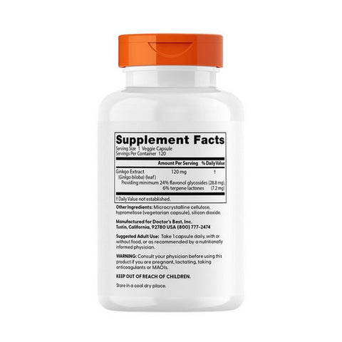 Doctors Best, Extra Strength Ginkgo, 120 mg, 120 Veggie Caps