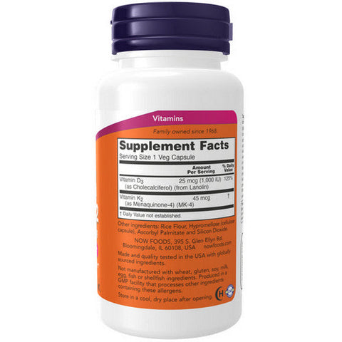 Now Foods, Vitamin D-3 & K-2, 45 Mcg, 120 Caps