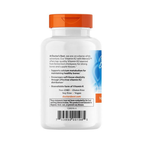 Doctors Best, Natural Vitamin K2 Featuring MenaQ7, 45 mcg, 60 Veggie Caps