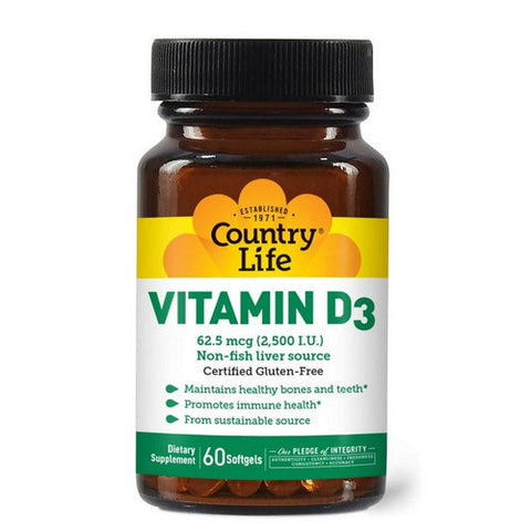 Country Life, Vitamin D3, 2500 IU, 60 Softgels