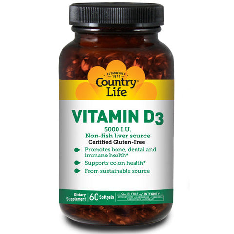 Country Life, Vitamin D3, 5000 IU, 60 Softgels
