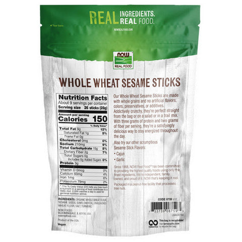 Now Foods, Sesame Sticks, Salted (Whole Wheated) 9 oz