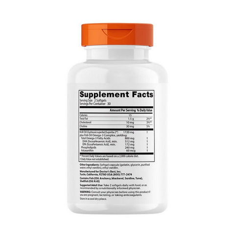 Doctors Best, Real Krill Enhanced with DHA & EPA, 60 softgels