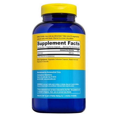 Nature's Life, Malic Acid, 800 mg, 250 vcaps